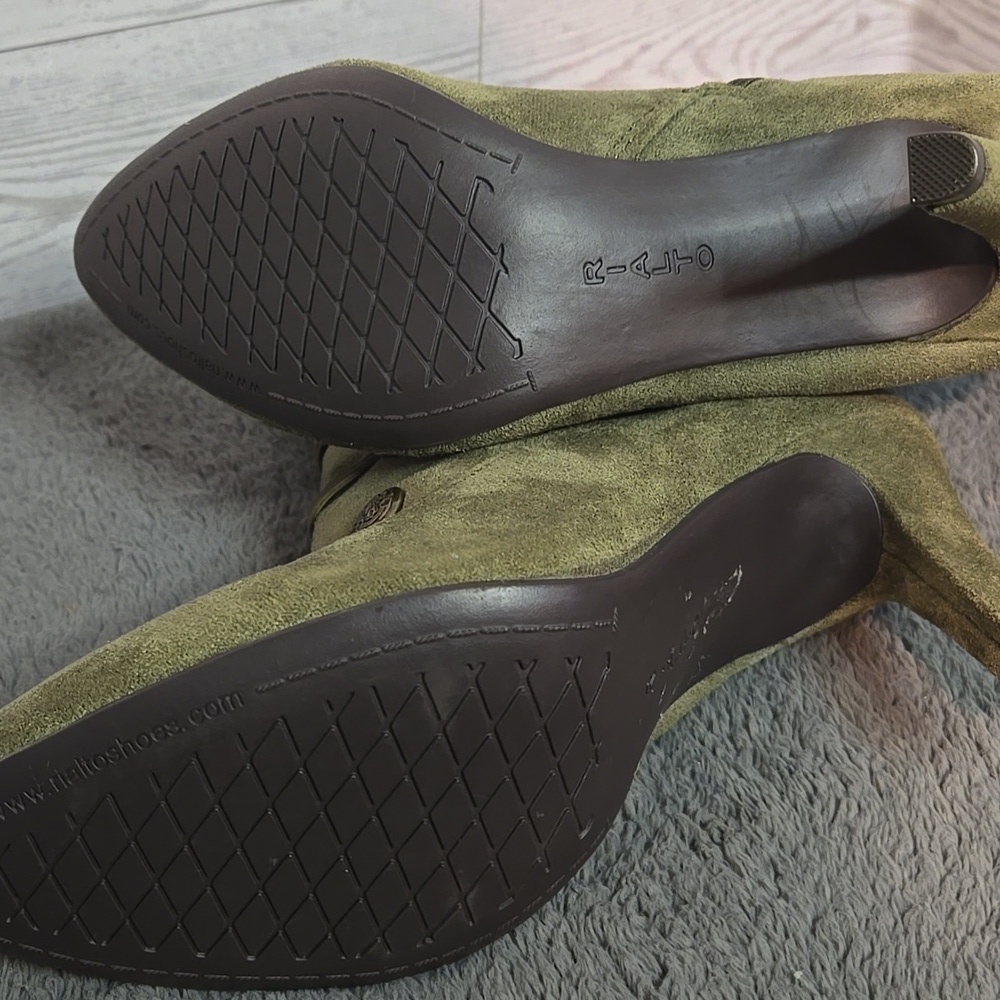 Rialto Chung Faux Suede Mid-Calf Booties-Olive Green Sz 9M - Picture 4 of 10